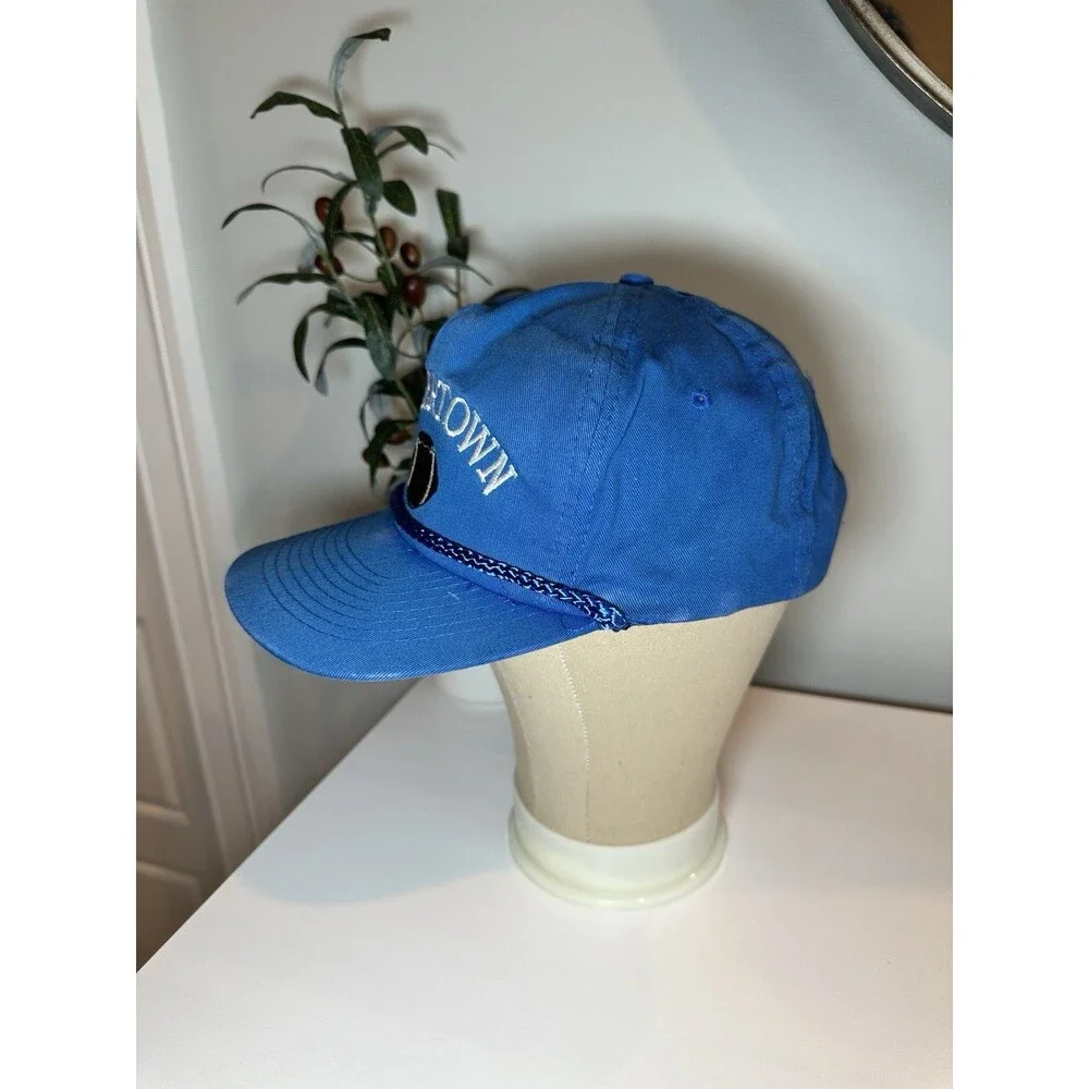Vintage 80s Quakertown Football Panthers Rope Hat Blue Snapback Trucker Cap